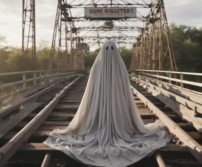 03106-3925914261-sheetghost person (riding a rollercoaster_1.4) in an abandoned amusement park.png